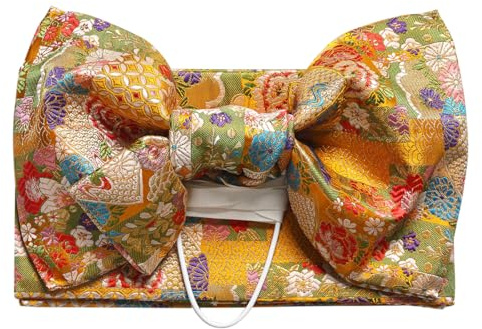 CAMDOM Japanese Traditional Kimono Pre-tied Bow Sakura Obi Belt Sash Yukata Robe Accessories