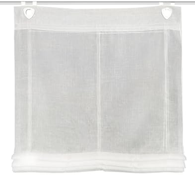 HOME WOHNIDEEN Raffrollo Casper Leinenstruktur, mit Ösen, inkl. Fensterhaken aus Metall, Farbe:weiß, Größe:130 x 80 cm, Anzahl:1x