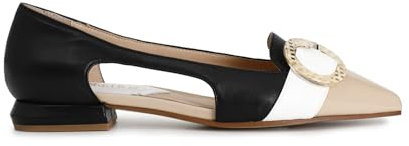 Cafè Noir C1ED4004N007350 Ballerina con Fibbia in Pelle E Punta Effetto Vernice Multi Nero 35