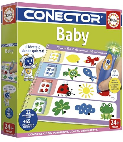 Educa - Conector Baby | Juego Educativo con más de 65 Preguntas y respuestas. 12 Temas Diferentes en Formato Libro y lápiz con luz y Sonido. Recomendado a Partir de 2 años (20087)