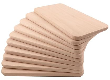 Set di 10 taglieri per la colazione, in legno di faggio naturale, non trattato, per cucina, utensili da cucina, tagliere in legno, utilizzabili su entrambi i lati, 22,5 x 12,5 x 1,2 cm, design Pohmer
