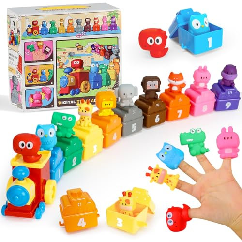 Giocattolo Trenino per Bambini 1 2 3 Anni, Giochi Montessori Educativo per Bambini, Conta e Ordina Il Gioco Treno con 9 Animali Selvatici e Carro, Regalo di Compleanno di Natale per Bambino