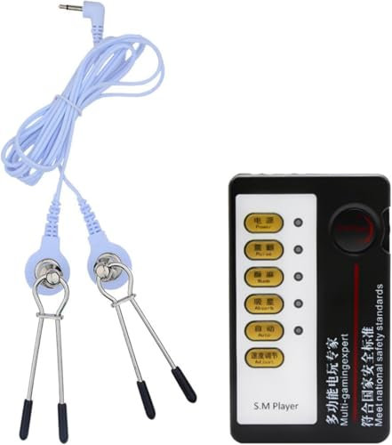 Electric Nipple Clamps, Electric Shock Nipple Clamps Adjustable Current Level Electric Shock Nipple Clip Chain Nipple Jewelry Non Piercing Suitable for Ladies Own Use and Flirting with Couples Style