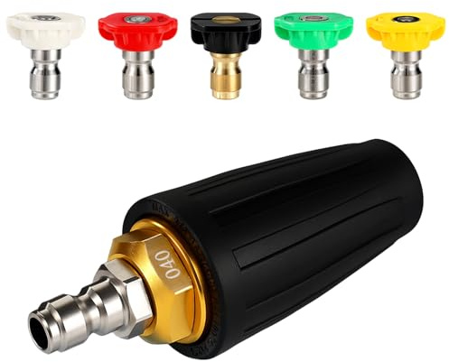 Lyreh Ugello Turbo per Idropulitrice, Ugello Turbo di Alta Qualità Rotazione a 360 Gradi con 5 Punte Idropulitrice Accessori Pratici per Auto Panchine Finestre Patio Lavaggio
