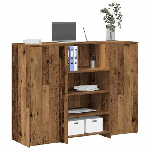 Bendmaxx mottagningsbänk utvunnet träutseende med integrerad diskbänk och förvaringsutrymme, träbaserade material 135 x 50 x 103,5 cm, för kontor hemmakontor receptionsområde