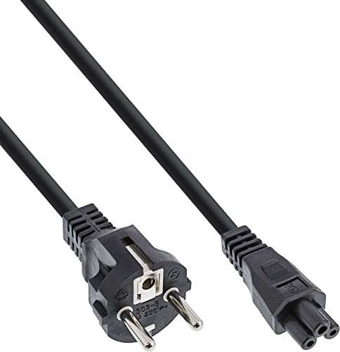 InLine 16656K strömkabel för bärbar dator, 3-stifts koppling, svart, 3 m