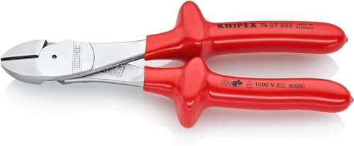KNIPEX Kraft-Seitenschneider verchromt tauchisoliert, VDE-geprüft 200 mm, 74 07 200
