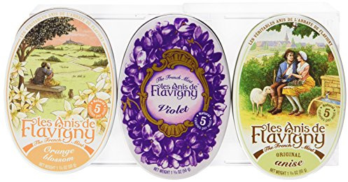 Anis De Flavigny - Orange, Anise and Violet Flavored Candies From France 3 Pack 3x1.75oz