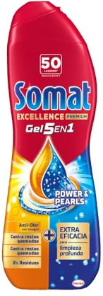 Somat Excellence Gel Frescor Anti-Olor (50 lavados), detergente lavavajillas desengrasante, lavavajilla líquido automático en botella, jabón para platos con vinagre antiolor