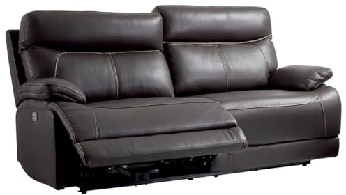 AltoBuy CORDOUE - Canapé Relax Electrique 3 Places Cuir Marron