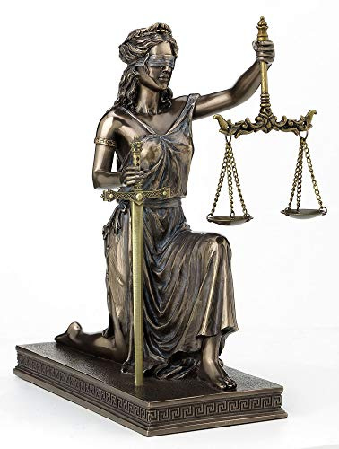 Lady Justice Statue 10 Inch - Bronzed Resin Goddess of Justice Figurine with Removable Metal Sword Letter Opener & Scale - Greek Roman Mythology Decor for Lawyer Office, Law School, Judge Gift