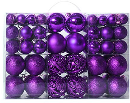 Baumkugeln 100 Stück Christbaumkugeln Weihnachtskugeln, Morbuy Kunststoff Weihnachtsbaumkugeln Plastik Bruchsicher, Weihnachtsbaumschmuck Weihnachtsdeko (lila)