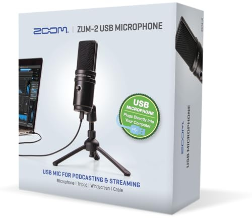 Zoom Zum-2, Podcast USB Microphone, Windscreen, USB Cable, for Recording, Podcasts, Music, Voice-Overs, Gaming, YouTube, Twitch, & Discord