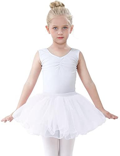 tanzdunsje Faldas tutú para niñas, Faldas de Baile- Faldas de Ballet para niños niñas 4 Capas tutú Tul Princesa Fiesta de cumpleaños Costume Cosplay (M, Blanco)