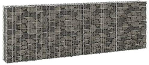 Mesh Wire Wall Panel with Cover Galvanized Steel Garden Stone Wire Basket Fencing Patio Decorative Fence for Outdoor Landscape Lawn Gabion Wall Galvanized Steel 118.1x11.8x39.4