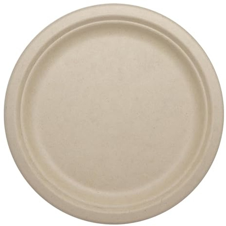 World Centric Compostable Round Paper Plates, 9 (Pack of 40), Made from Unbleached Plant Fiber, Sustainable, Heavy Duty, Grease Resistant, Microwave & Freezer Safe, PFAS Free