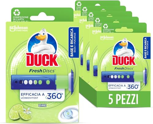 Duck Fresh Discs - Base per Dischi Gel Igienizzanti WC, Fragranza Lime - Formato Scorta 5 Applicatori, 30 Dischetti