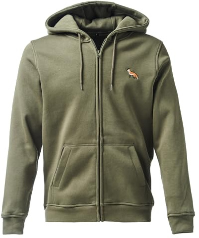 Baddery Jägerjacke Herren - „Fuchs“ (Zip-Hoodie Oliv XXL)