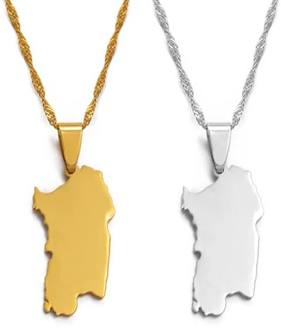 Ciondolo Bandiera Tradizionale - Ciondolo E Collana Italia Sardegna Colore Giallo/Bianco Alla Moda Gioielli Italiani Sardegna/Sardegna Collana Gioielli Regalo Per Feste, Bianco, 60 Cm O 23,6 Pollici