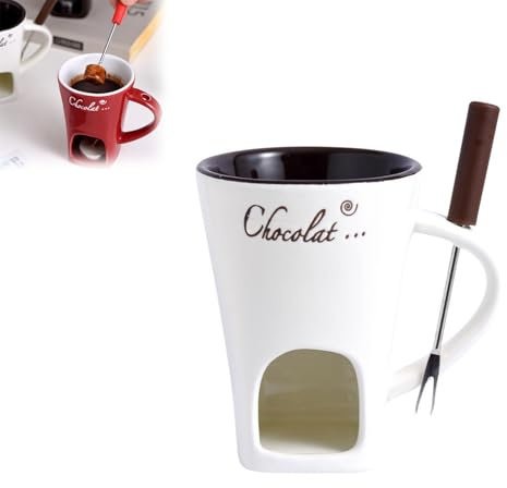 Juego personal de tazas de fondue de chocolate, juego de tazas de fondue, kit para hacer queso con leche y crema de chocolate (Blanco)