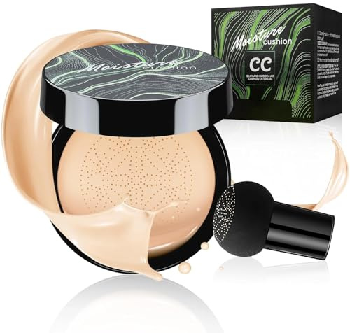 Mushroom Head Air Cushion CC Cream, svamphuvud luftkudde CC kräm, BB-kräm fuktgivande och ljusande kudde Foundation Concealer Make Up Beauty Cream (02# Natural, 20 g)