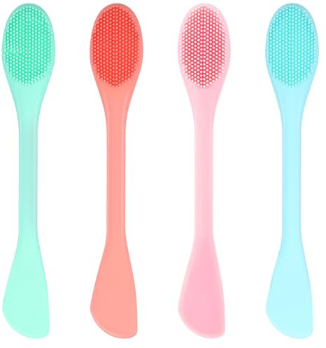 Yuxianlb 4 Face Pore Cleansing Brushes Nose Scrubber Facial Cleansing Brush Exfoliator Face Wash Pore Brush Scraper Cleaner Tool Silicone Facial Exfoliating Brushes Spatula For Blackheads Beauty Tools