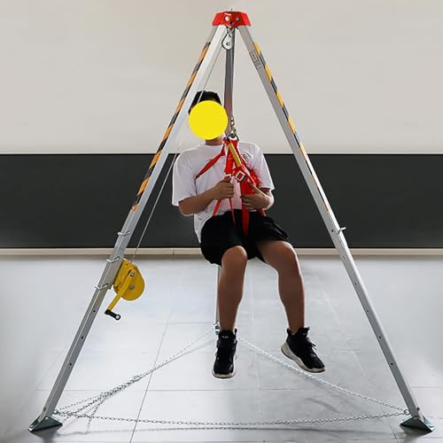 Treppiede di protezione anticaduta da 7 piedi per spazi ristretti, verricello da 816,5 kg con cavo da 30 m, dispositivo di sicurezza autobloccante, attrezzatura di salvataggio per cantieri e uso