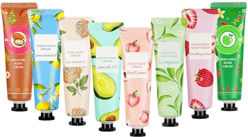 AYBUY Handcreme, 8 x 30 ml Mini Handcremes, Fuktgivande, oljefri reparatör, snabb absorption, att bära med sig, Dag och Natt, med 8 dofter, för kvinnor, män, jul och födelsedagar