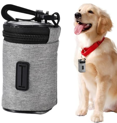 Dispensador de Tela Bolsas Caca Perro, Portátil Pet Waste Bag Dispenser, Dispensador de Basura con Cremallera y Mosquetón, Outdoor Dog Training Dog Waste Bag Storage Kit, Gris