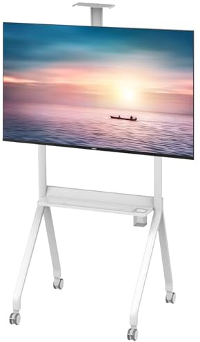 Carrito de TV móvil con Ruedas, Altura Ajustable de 50 a 60 Pulgadas. Compatible con televisores Planos y curvos. Soporte de Monitor portátil de 42 a 120 Pulgadas. Soporta hasta 15