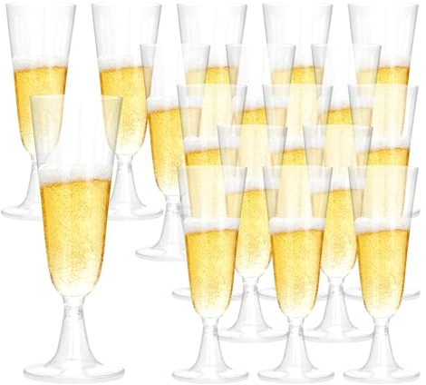 Lanovuto 50 Piezas Copas de Cava de Plastico, 160 ml Vasos Plastico Duro Reutilizable, Copas de Champagne de Plástico, Copos Vino, para Bodas, Fiestas, Cumpleaños