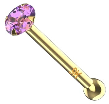 AZARIO LONDON Garnet, Peridot, Amethyst, Blue Topaz Natural Gemstone 9K Solid Yellow Gold 22 Gauge Ball End Nose Pin Nose Stud - Nose Bone - Gold Nose Ring Body Piercing Jewellery