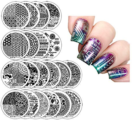 Winstonia Nail Art Stamping Plates 20 Pcs Bundle Set Manicure Stencils Easy Stamps Disc, 3rd Generation