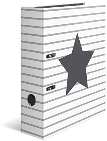 HERMA Ordner A4 Sterne Gestreift, 7 cm breit, Kinder Ringordner mit Stern Motiv, bunter Aktenordner mit Innendruck für Jungen und Mädchen