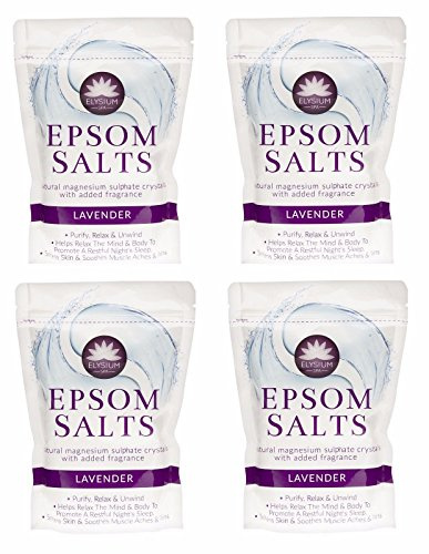 Elysium Spa Bath Salts Natural Magnesium Sulphate Crystals Lavender Salt - 450g Wilsons Direct (4 x Lavender Salt)