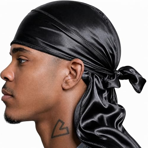 Veeta Durag Sedoso Superior Tela de Seda Suave | Máxima compresión y Comodidad, Viuda Negra, Talla única