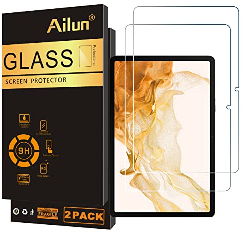 Ailun Screen Protector for Galaxy Tab S8 Plus/S7 FE/S7+, 12.4 inch 2Pack Tempered Glass 9H Hardness 2.5D Edge Ultra Clear Anti Scratch Case Friendly