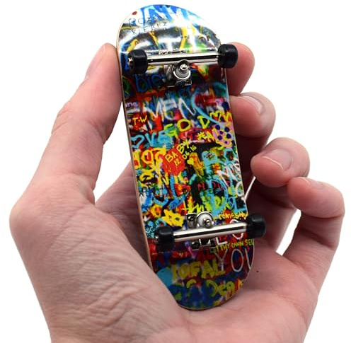 Teak Tuning 34mm Pro Fingerboard Heat Transfer Graphic Complete - Fully Assembled with Pro Level Parts - Pro Shaped Wood Deck (34x97mm), UltraSpin Wheels, Prodigy Trucks - Graffiti Wall