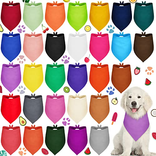 Saintrygo 30 Pcs Dog Bandanas Bulk Sublimation Plain Bandanas Bulk for Christmas Birthday Doggy Heat Transfer Triangle Scarf Washable Adjustable for Small Medium Large Pets Dogs(L)