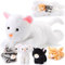 Skylety 5 Pieces Cat Stuffed Animal Age 14+ with Babies Inside Belly pregnant Cat Plush mommy kitty with 4 Cute Fluffy Stuffed Kittens Easter Birthday Surprise Gifts(White)