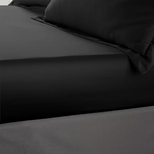 Catherine Lansfield Silky Soft Satin Double Fitted Sheet Black