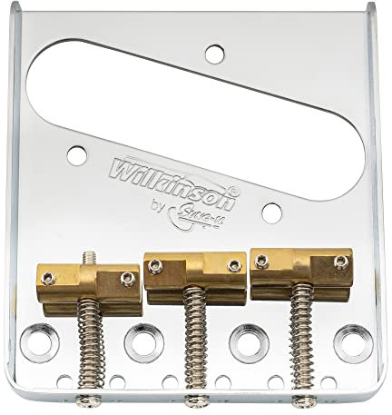 Wilkinson WTB Vintage Telecaster Bridge 3 Compensated Brass Saddles for Tele Style Electric Guitar, Chrome