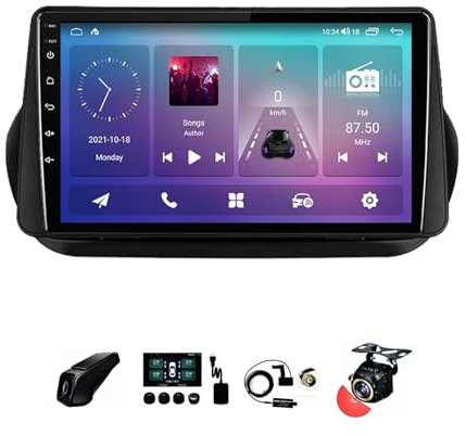 BOJONTN 9 Pollici Doppio DIN Android 12 Autoradio,per Fiat Fiorino Qubo 2008-2017,con Car Play Telecamera Posteriore Comandi al Volante Bluetooth GPS FM Radio WiFi AM USB (Size : Y20 2+32G)