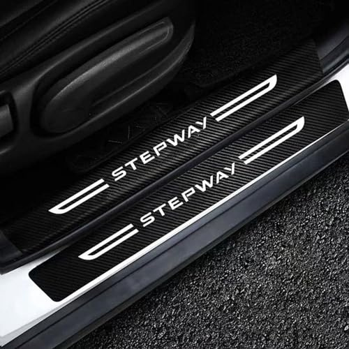 4 Piezas Protector de Umbral de Puerta de Coche, para Renault Dacia Sandero Stepway Decoración para Estribos de Coche de Fibra de Carbono Película Protectora de Pintura Pegatina B