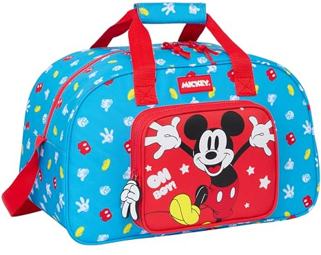 Safta MICKEY MOUSE FANTASTIC - Bolsa de Deporte, Mochila, Ideal para Niños de Diferentes Edades, Cómoda y Versátil, Calidad y Resistencia, 40x23x24 cm, Color Azul/Rojo
