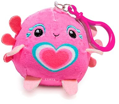 CRAZE Squishpets Keychain Flapper - Port-clé avec axolotl en peluche 6cm , Porte-clef Peluche Rose avec Coeur