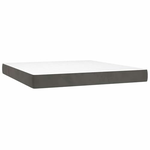 vidaXL Materasso a Molle Insacchettate Rigidità Media Grigio Scuro 160x210x20 cm in Velluto, Materasso, Materasso da Letto, Materasso da Letto con Cerniera