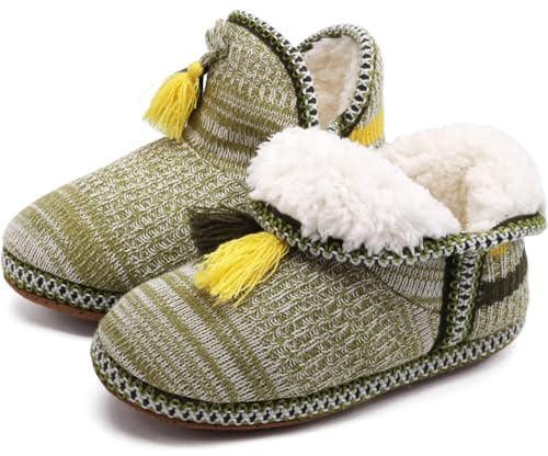 COFACE Zapatillas de casa de piel de cordero para mujer, zapatos de cabaña de invierno, cálidos, mullidas, forradas, pantuflas acogedoras, verde claro, 39/40 EU