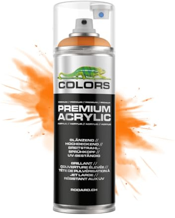 COLORS Premium Acrylic Sprühfarbe 400ml – Hochdeckender Sprühlack für Innen & Außen, Spraydose für DIY-Projekte - RAL 2003 - Orange Glanz