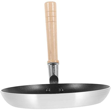Cabilock Kleine Antihaft Eierpfanne aus Aluminium und Holz Ergonomische Kleiner Bratpfanne für Omeletts und Spiegeleier für Grillen im Freien